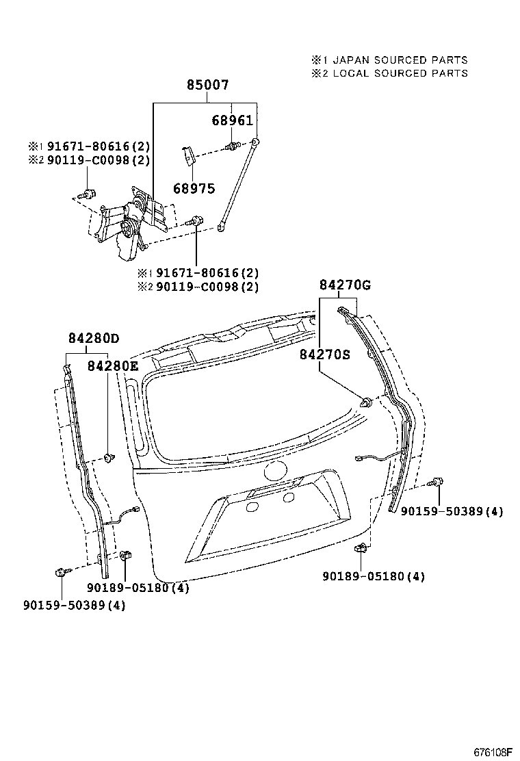68960-49335 STAY ASSY, BACK DOOR, LH product image