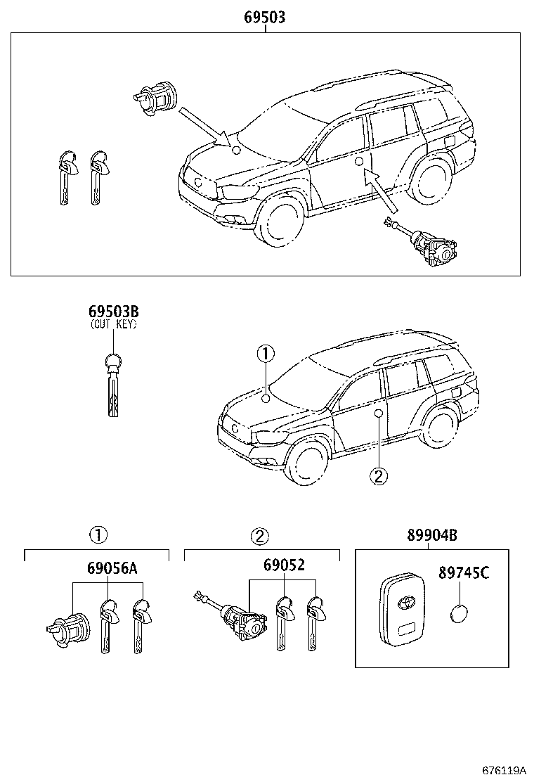 69005-0E040 CYLINDER SET, LOCK product image
