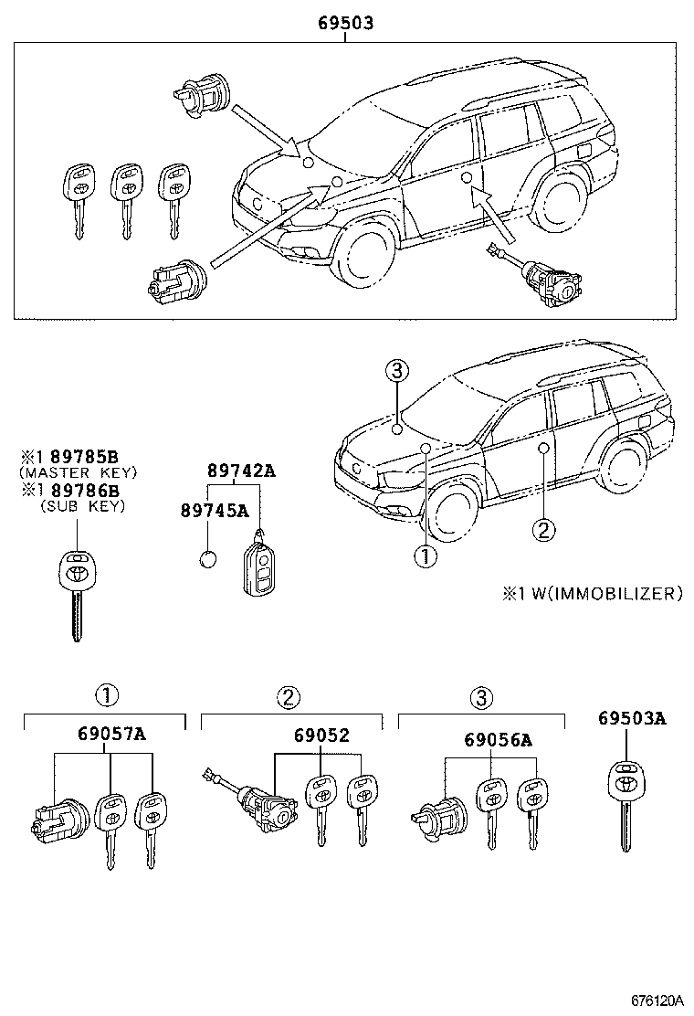 69005-0E040 CYLINDER SET, LOCK product image