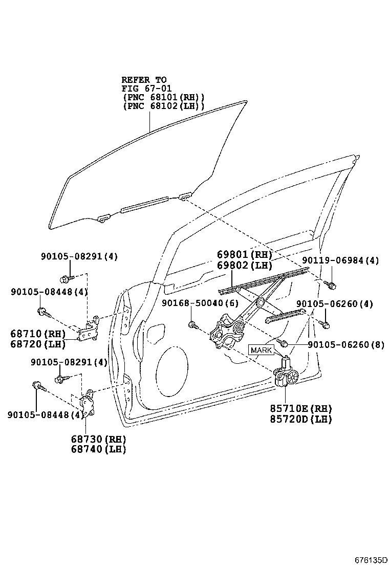 Toyota 85710-48070 MOTOR ASSY, POWER WINDOW REGULATOR, RH