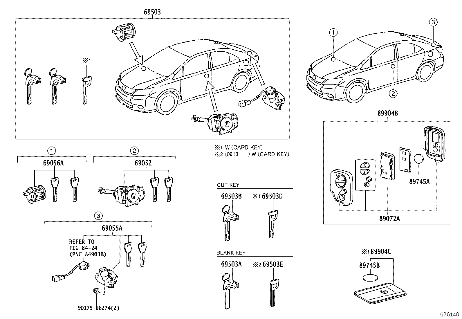 Toyota 69005-75030 CYLINDER SET, LOCK