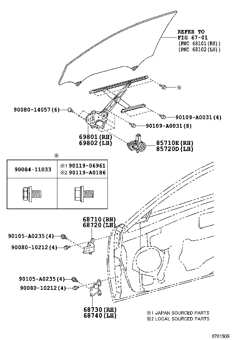 Toyota 85710-0T010 MOTOR ASSY, POWER WINDOW REGULATOR, RH