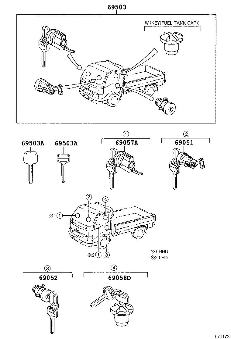 69005-37110 CYLINDER SET, LOCK product image