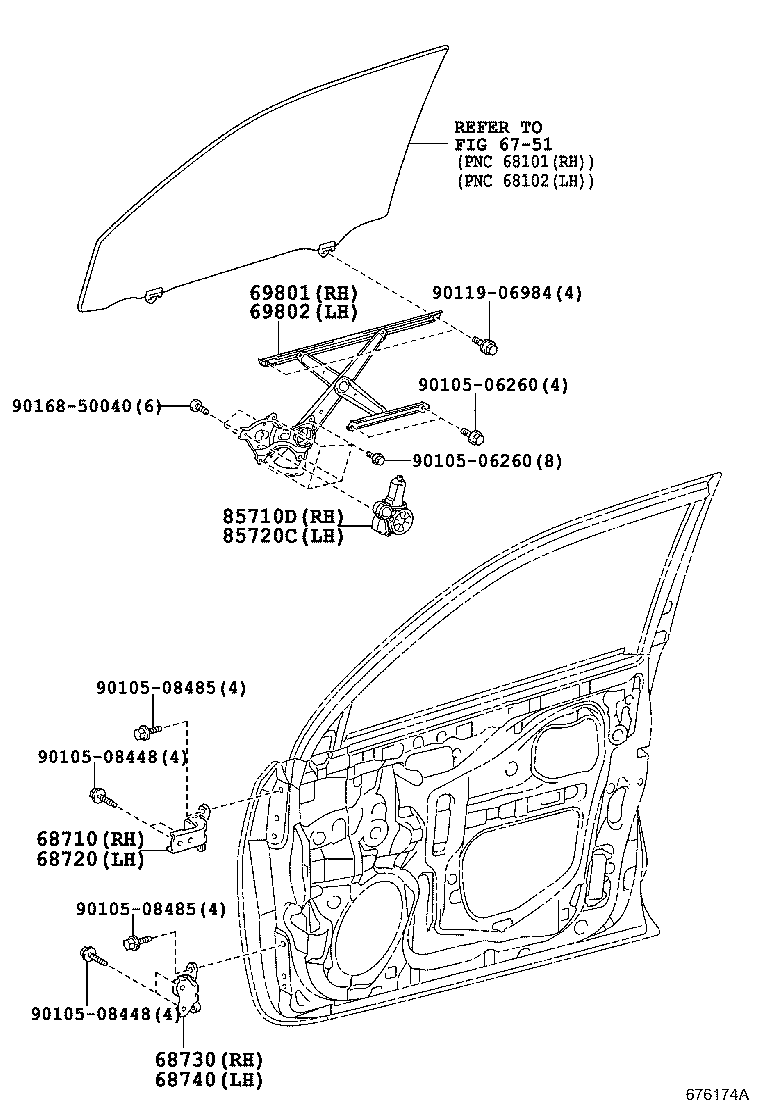 69802-60090 REGULATOR SUB-ASSY, FRONT DOOR WINDOW, LH product image