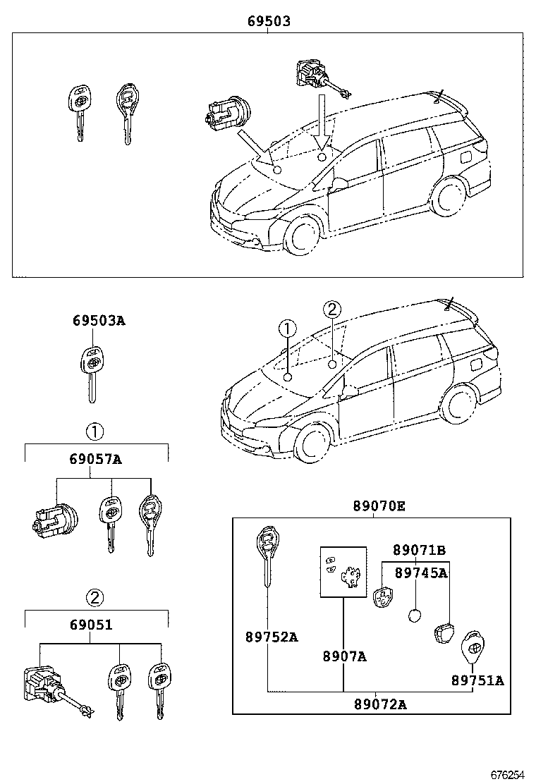 69005-68180 CYLINDER SET, LOCK product image