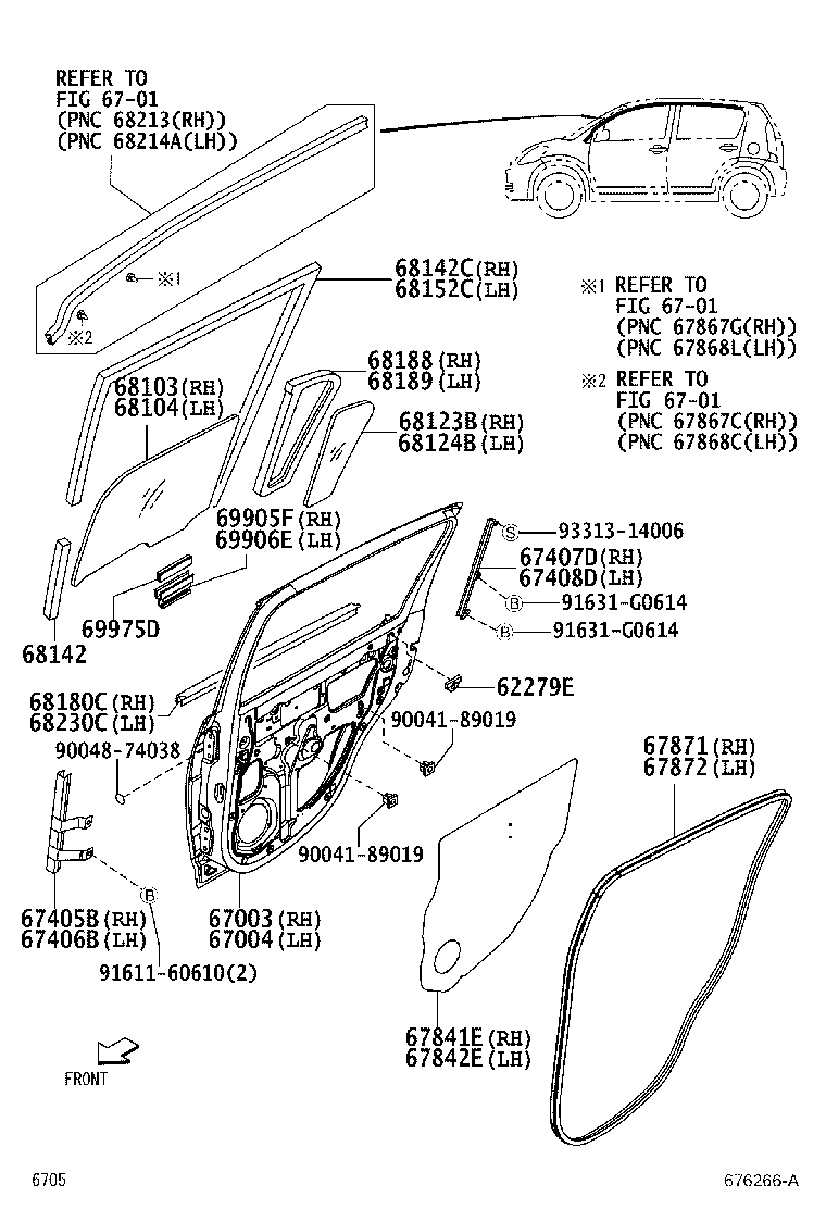 67003-B1010 PANEL SUB-ASSY, REAR DOOR, RH product image