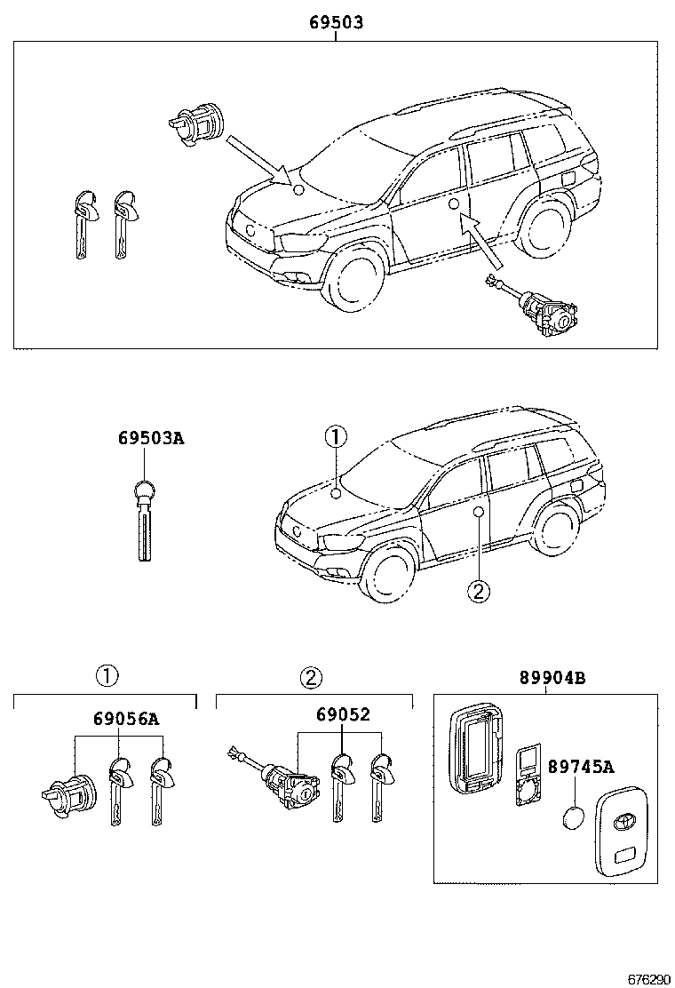 69005-0E080 CYLINDER SET, LOCK product image