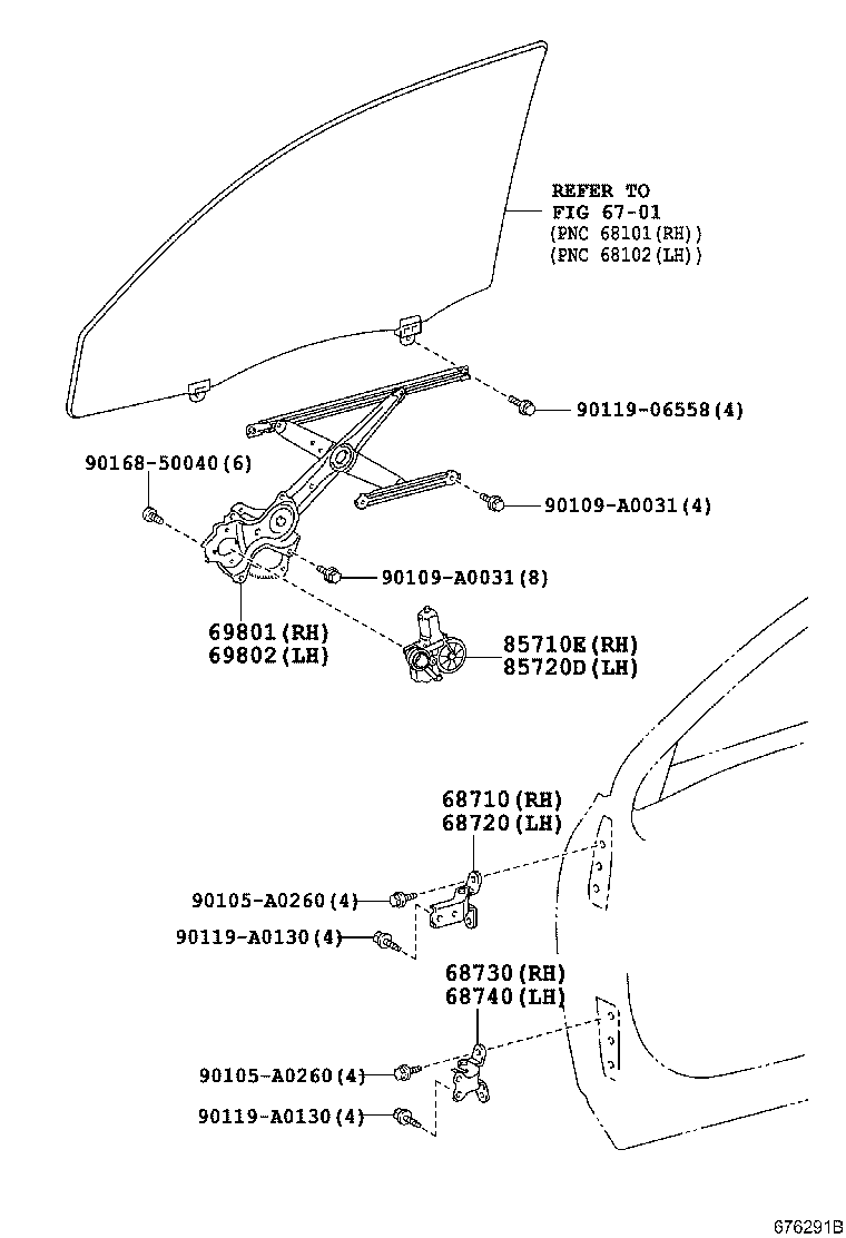 Toyota 69802-0E050 REGULATOR SUB-ASSY, FRONT DOOR WINDOW, LH