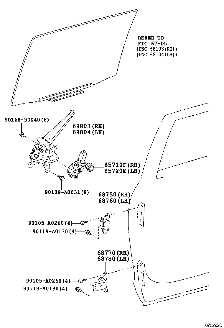 Toyota 69803-0R010 REGULATOR SUB-ASSY, REAR DOOR WINDOW, RH