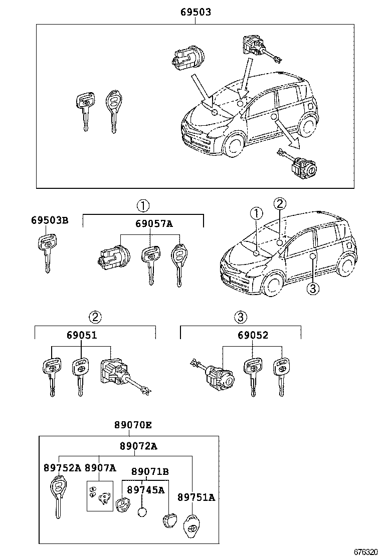 69005-52F10 CYLINDER SET, LOCK product image