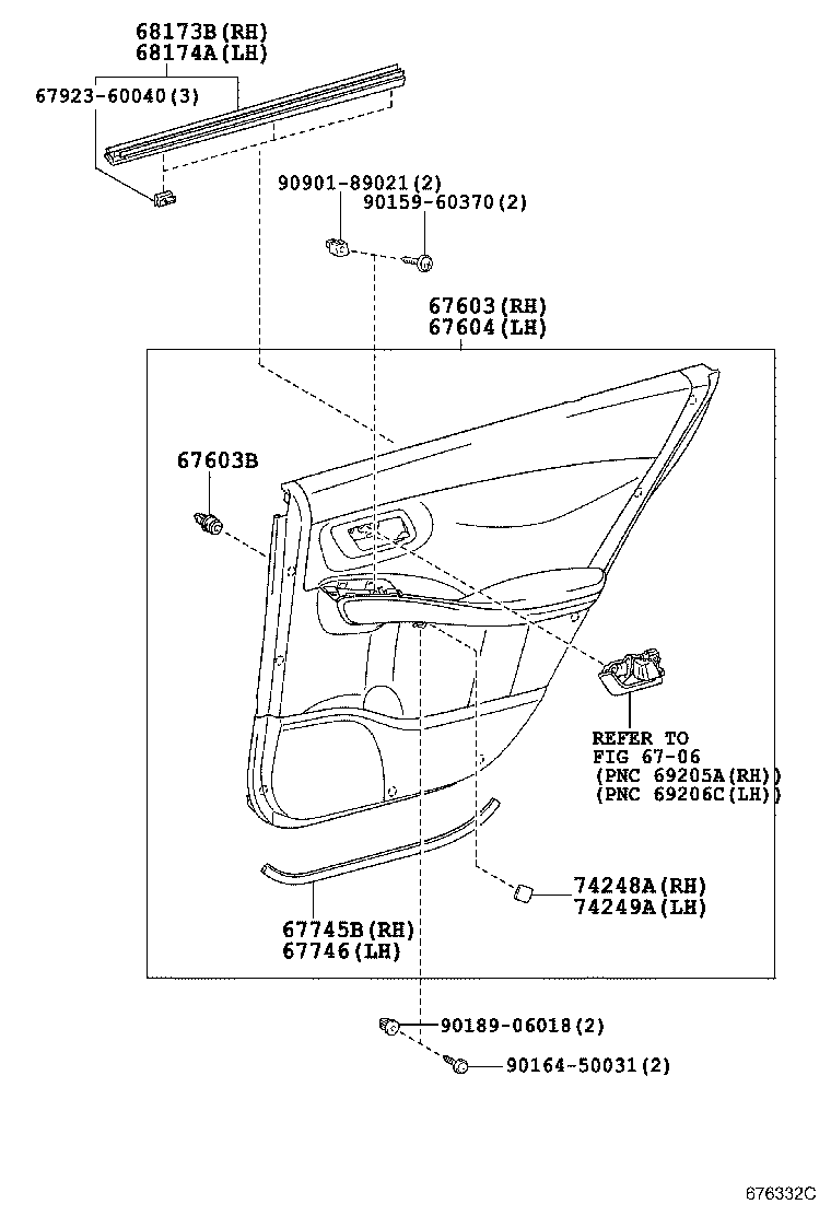 67004-75010 PANEL SUB-ASSY, REAR DOOR, LH product image