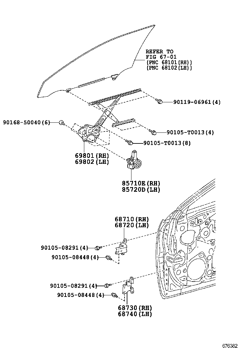 69801-0M020 REGULATOR SUB-ASSY, FRONT DOOR WINDOW, RH product image