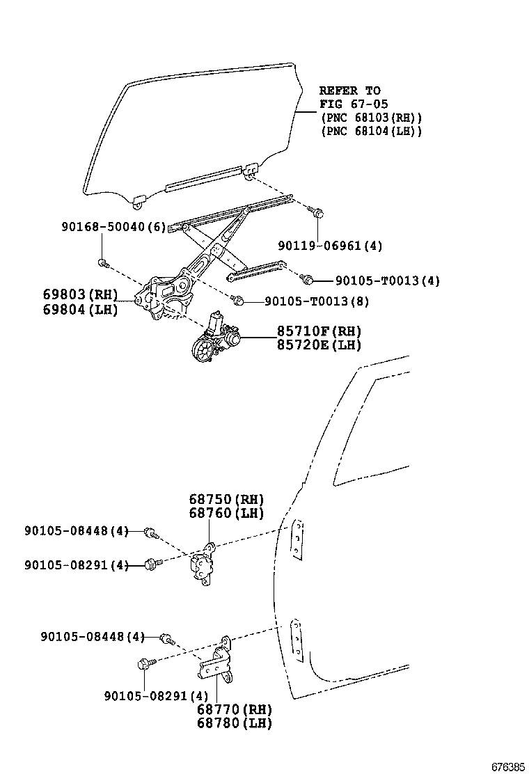 69804-0M020 REGULATOR SUB-ASSY, REAR DOOR WINDOW, LH product image