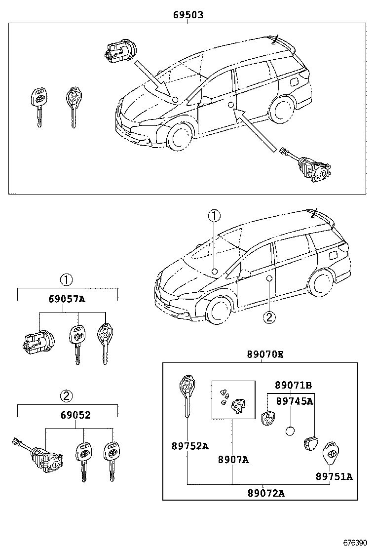 69005-0M010 CYLINDER SET, LOCK product image