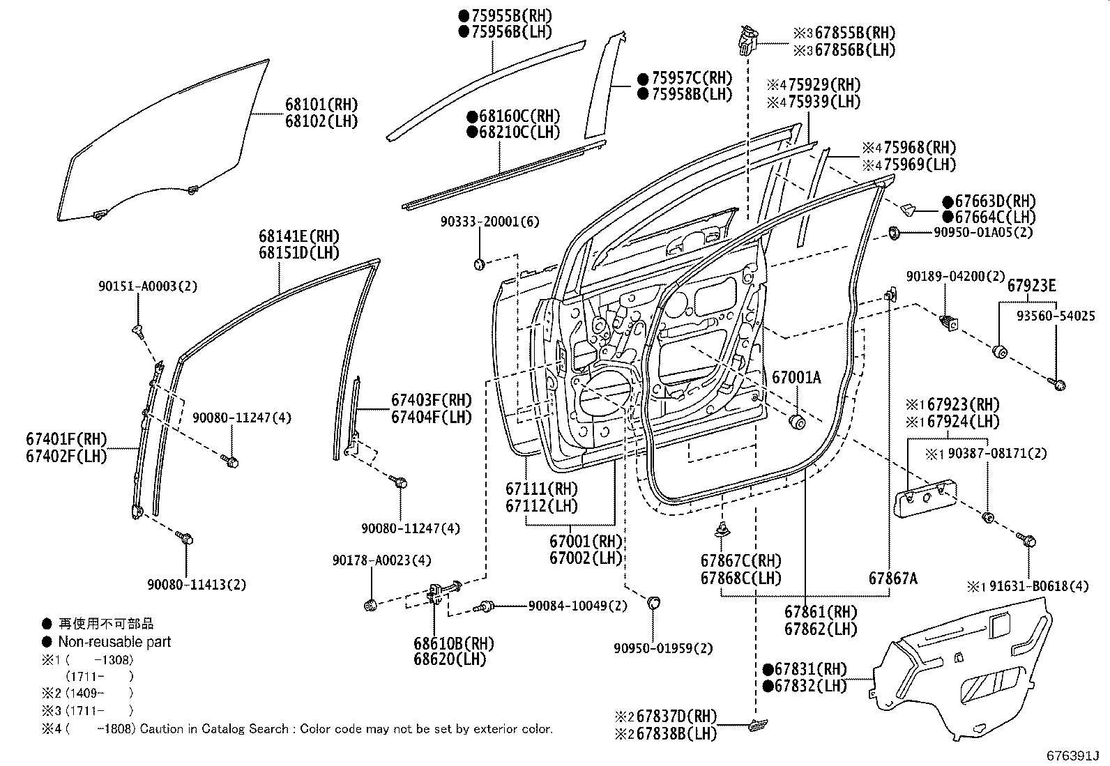 Toyota 67610-08090-E0 BOARD SUB-ASSY, FRONT DOOR TRIM, RH