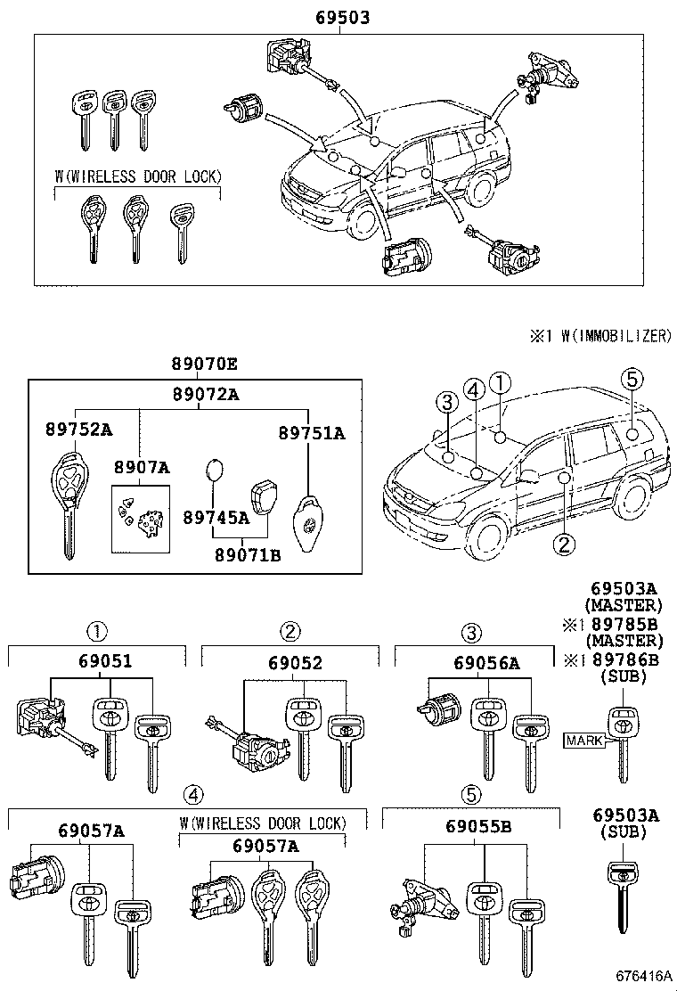 69005-0K211 CYLINDER SET, LOCK product image