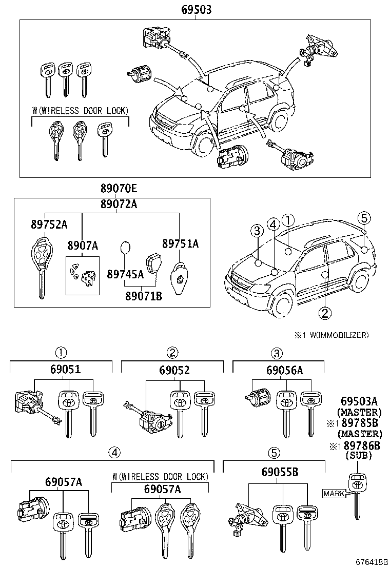 69005-0K650 CYLINDER SET, LOCK product image