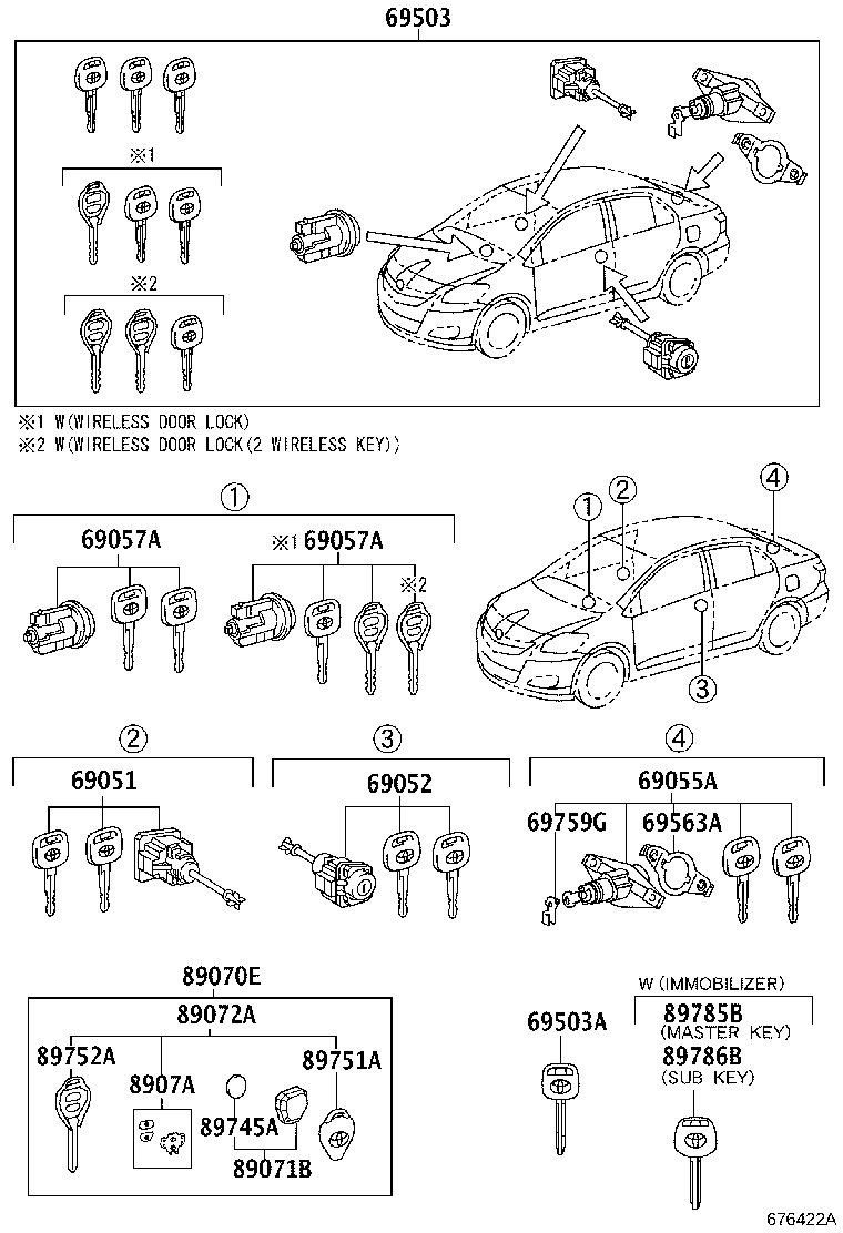 69005-52M10 CYLINDER SET, LOCK product image