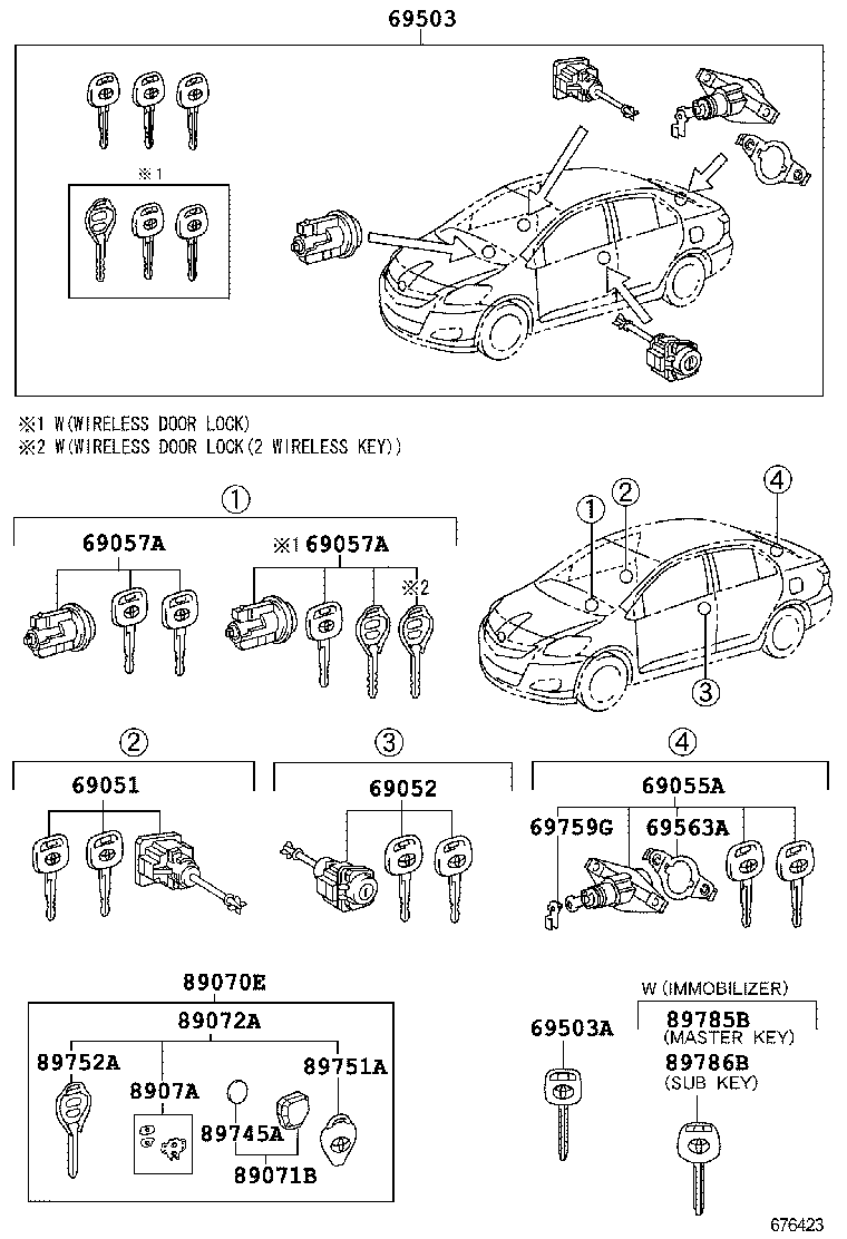 69005-52D10 CYLINDER SET, LOCK product image