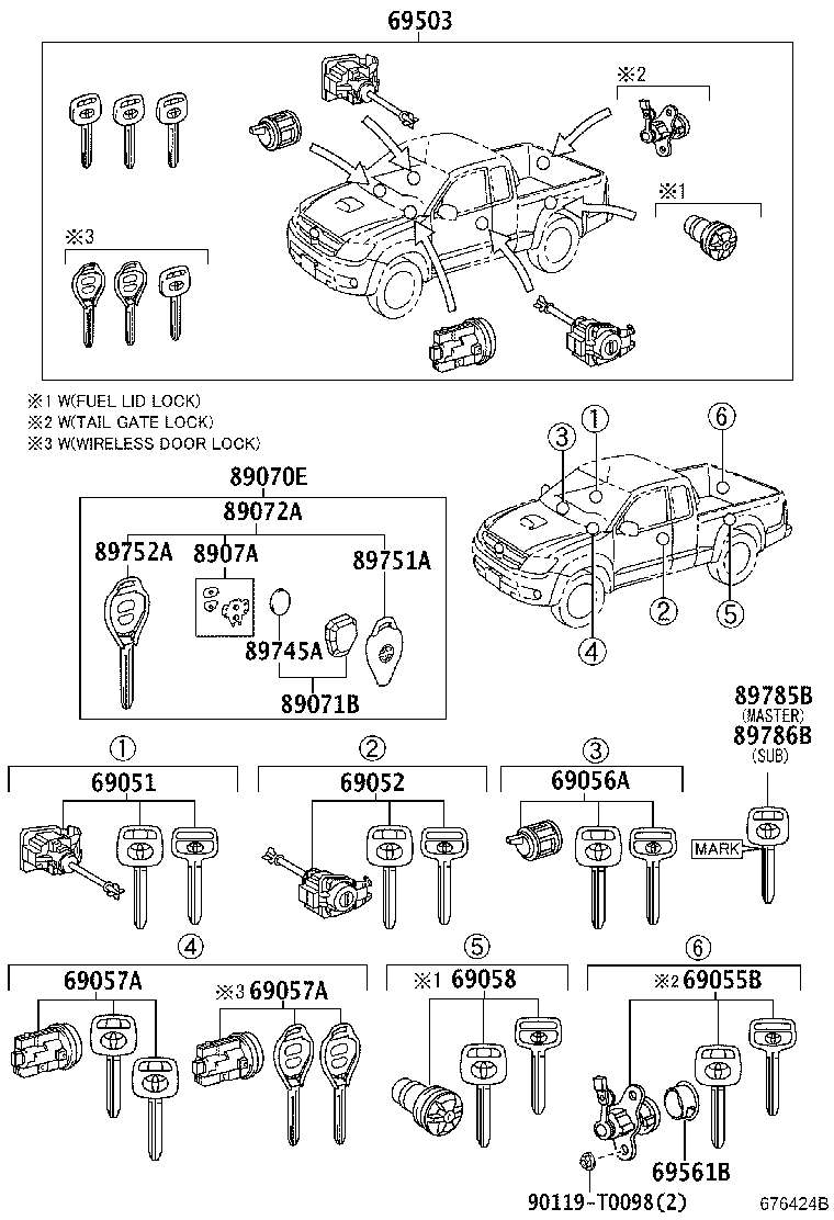 69005-0K031 CYLINDER SET, LOCK product image