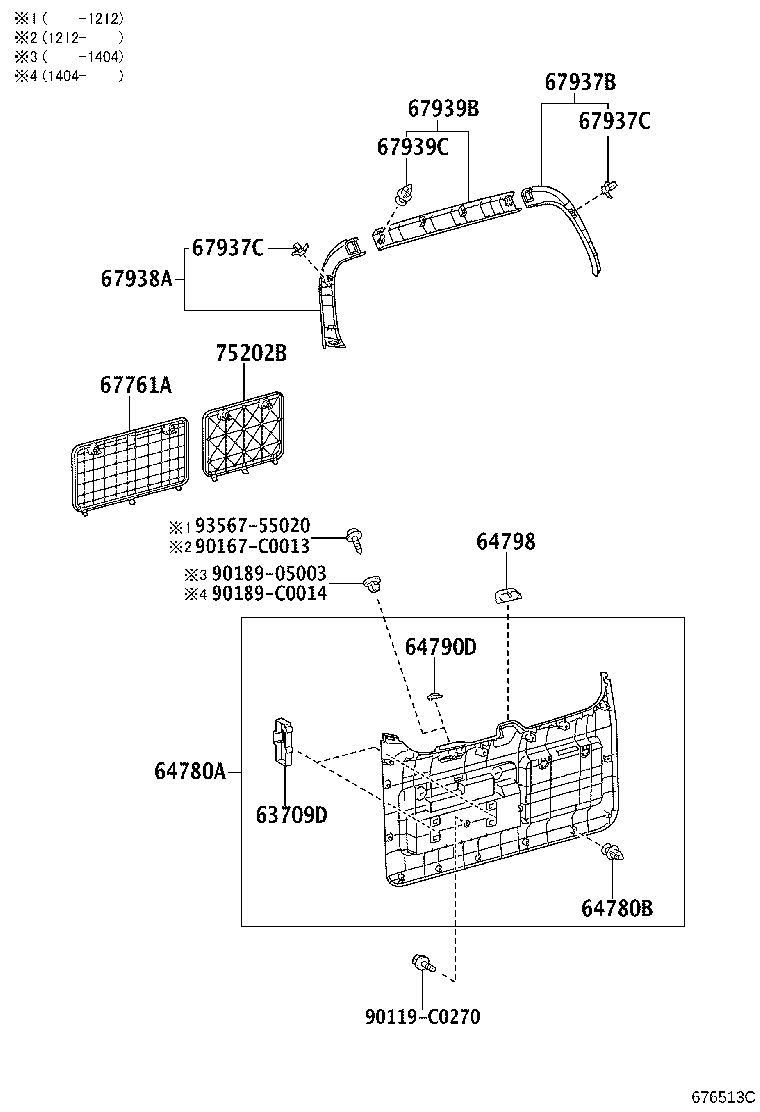 76810-0G040 GARNISH, BACK DOOR, OUTSIDE NO.2 product image