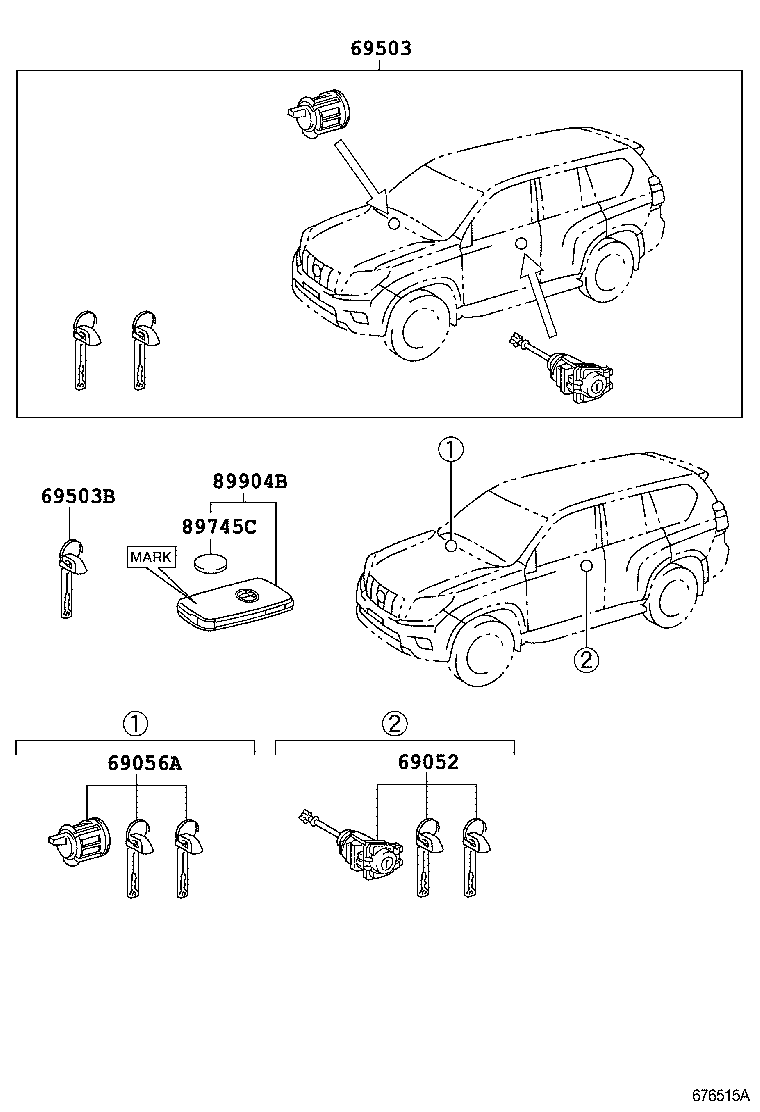 69005-0G010 CYLINDER SET, LOCK product image