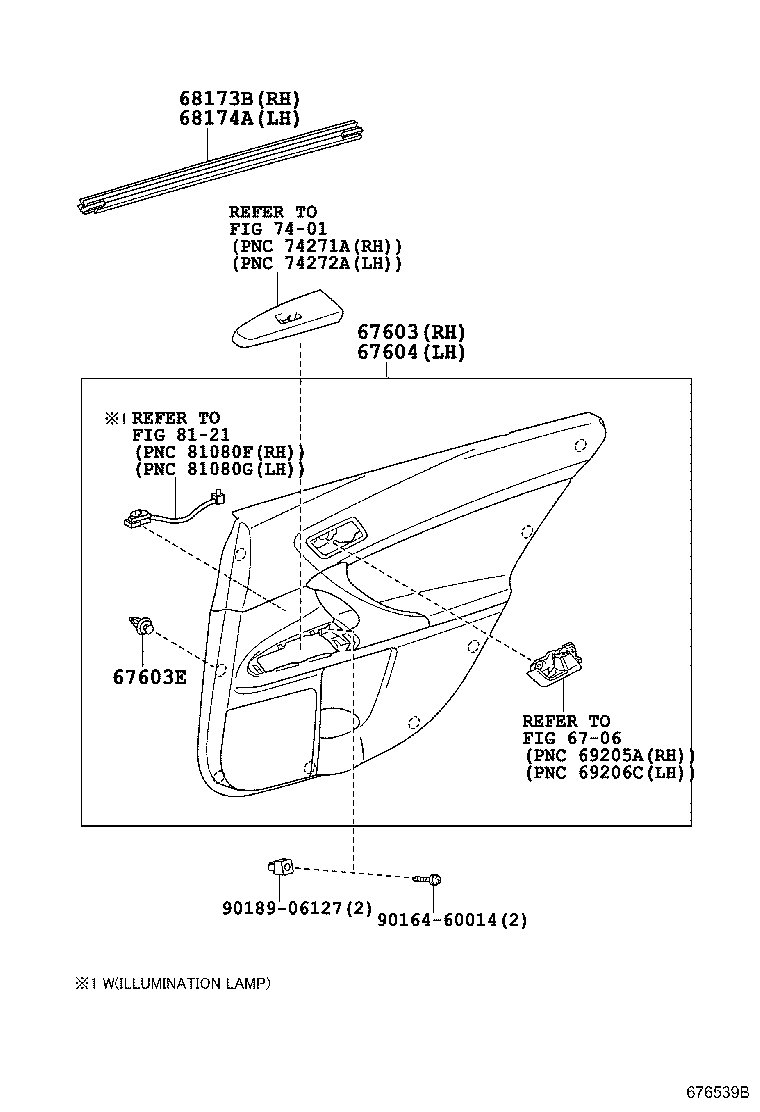 67871-0P030 WEATHERSTRIP, REAR DOOR, RH product image