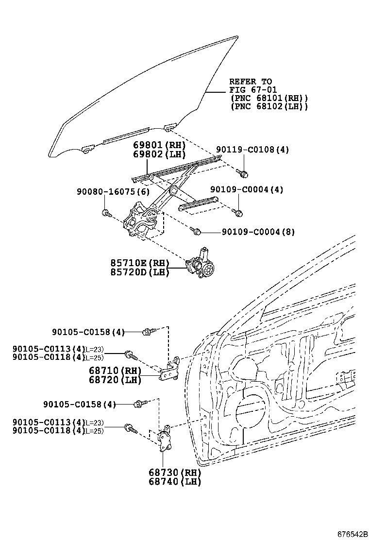69802-0P020 REGULATOR SUB-ASSY, FRONT DOOR WINDOW, LH product image