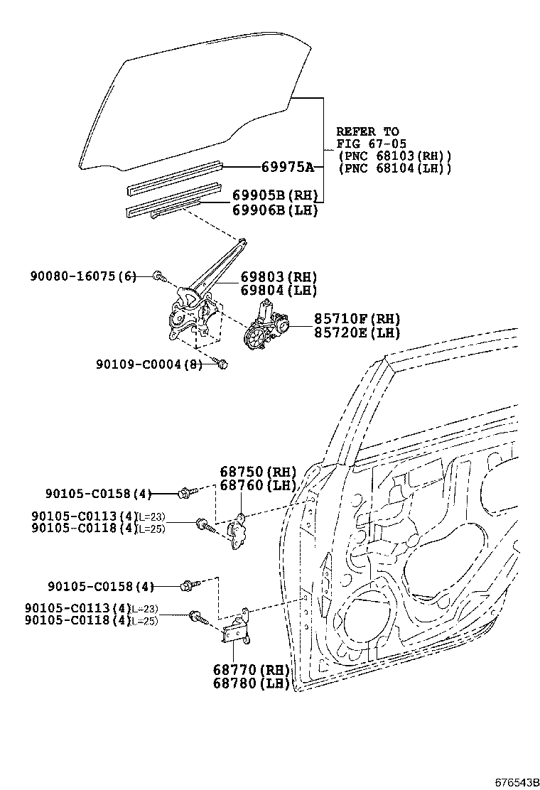 69905-0P010 CHANNEL SUB-ASSY, REAR DOOR GLASS, RH product image