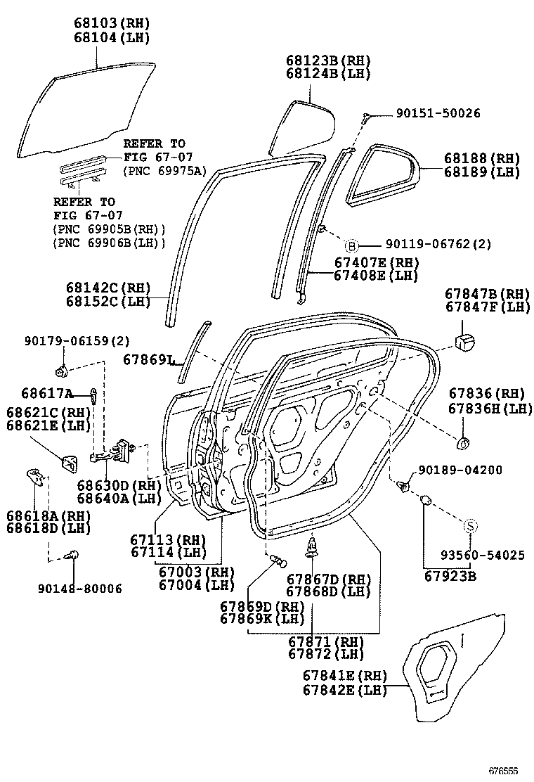 67871-30221 WEATHERSTRIP, REAR DOOR, RH product image