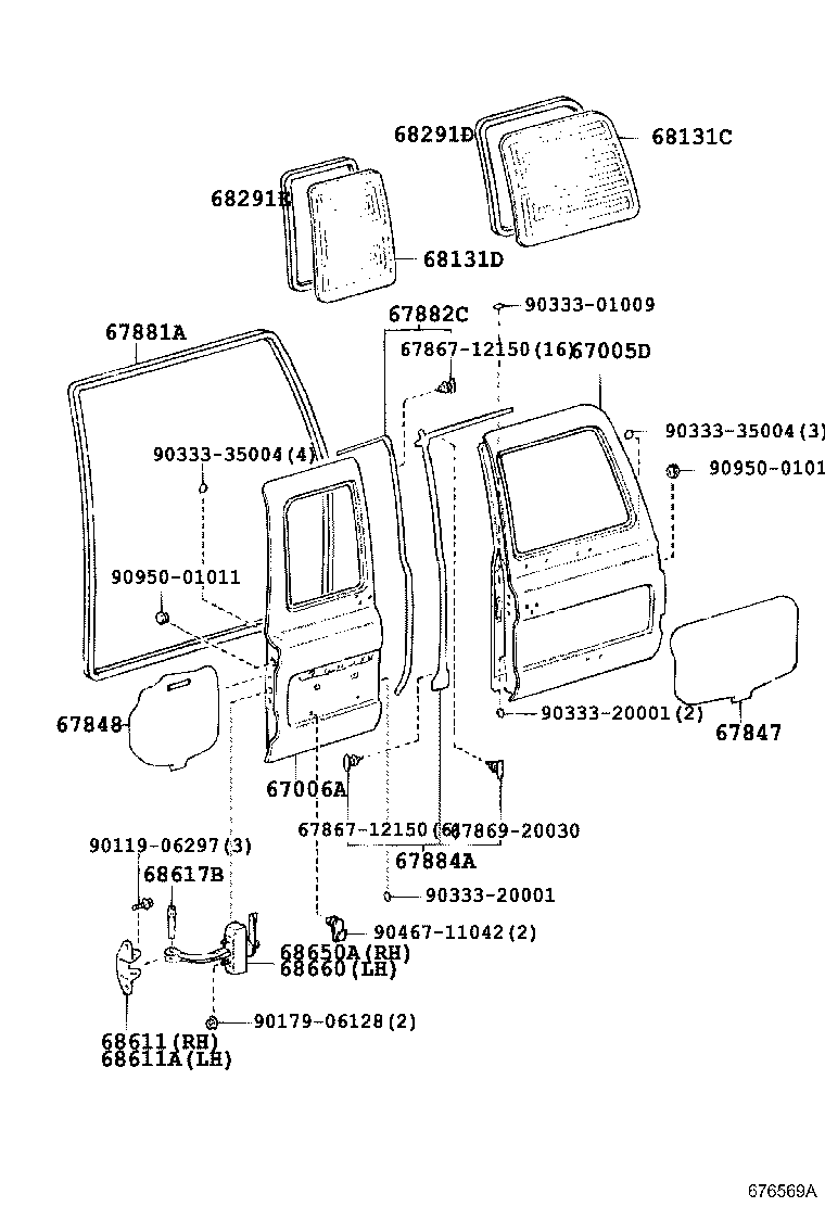 67006-60030 PANEL SUB-ASSY, BACK DOOR, LH product image