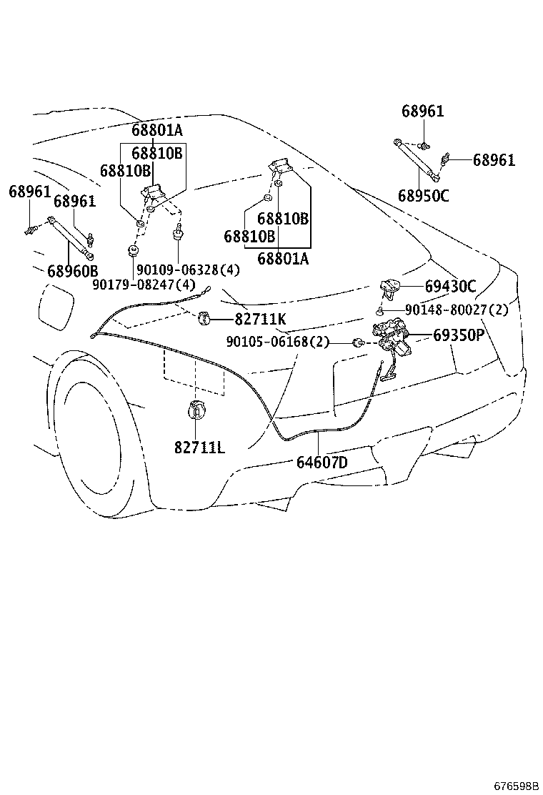 Toyota 68950-77010 STAY ASSY, BACK DOOR, RH