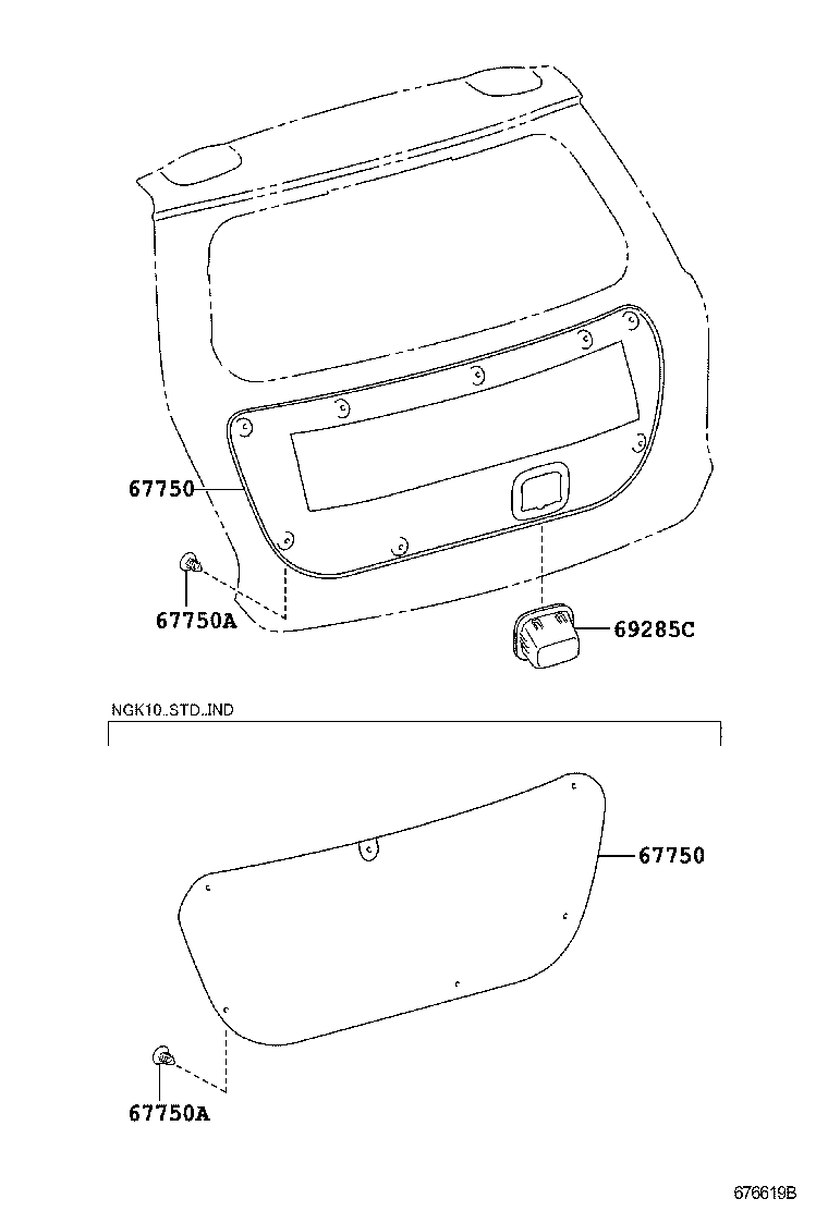 64827-0D080 CLIP, BACK WINDOW GLASS, RH product image