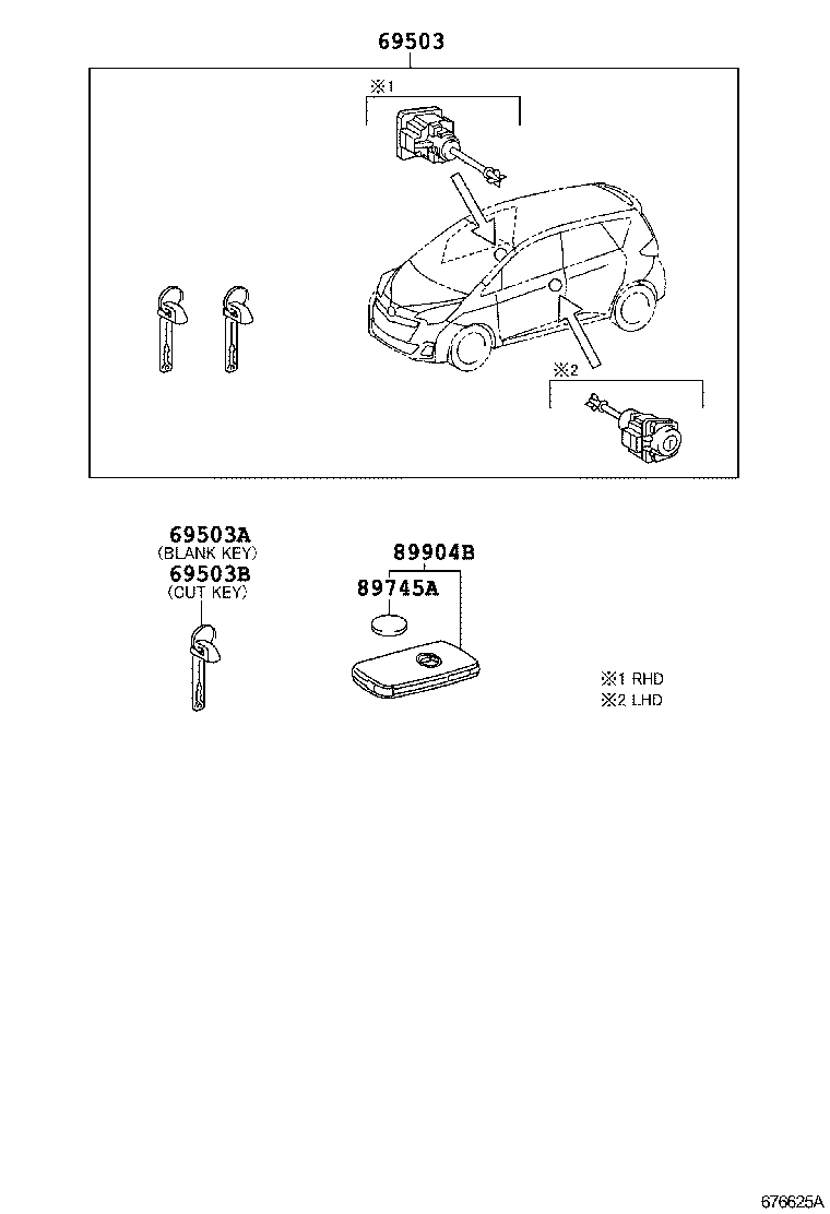 69057-52D10 CYLINDER & KEY SET, IGNITION SWITCH LOCK product image