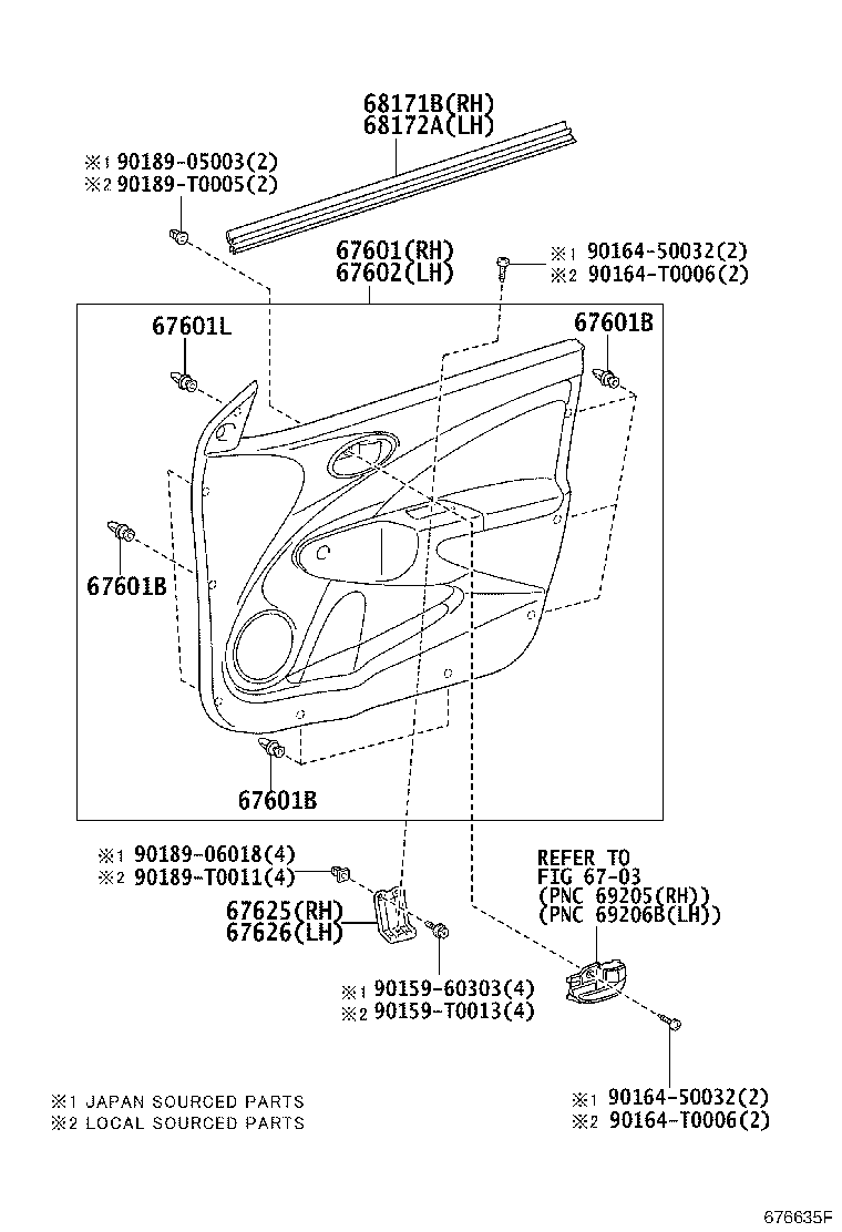 67404-0D090 FRAME SUB-ASSY, FRONT DOOR, REAR LOWER LH product image