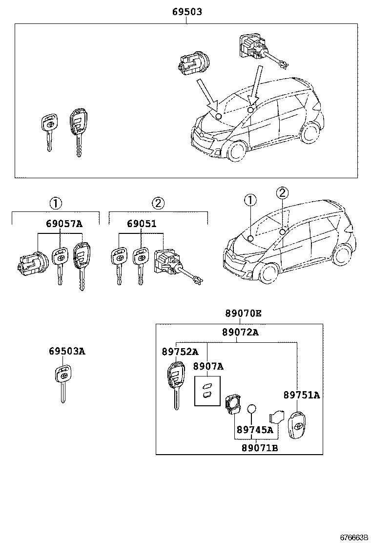 69005-52J90 CYLINDER SET, LOCK product image