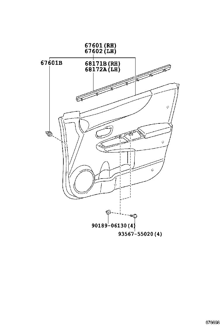 67002-52490 PANEL SUB-ASSY, FRONT DOOR, LH product image