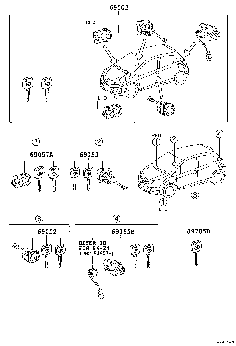 69005-52L50 CYLINDER SET, LOCK product image