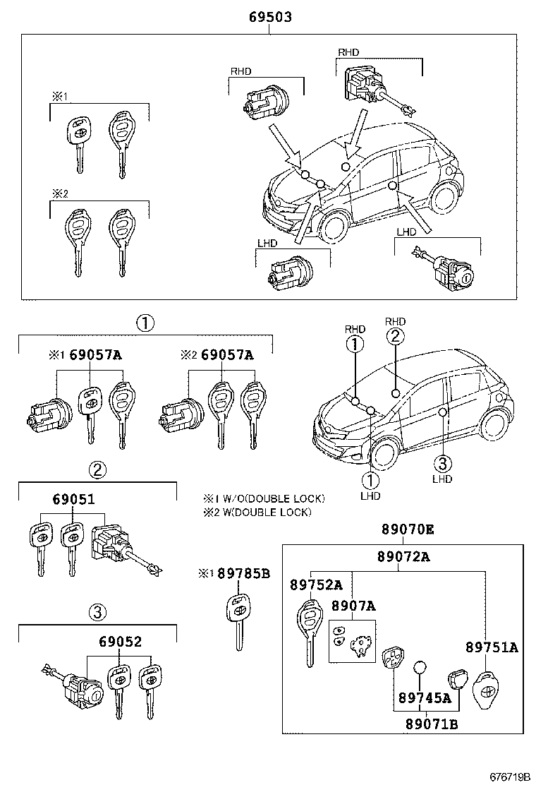 69005-52L50 CYLINDER SET, LOCK product image