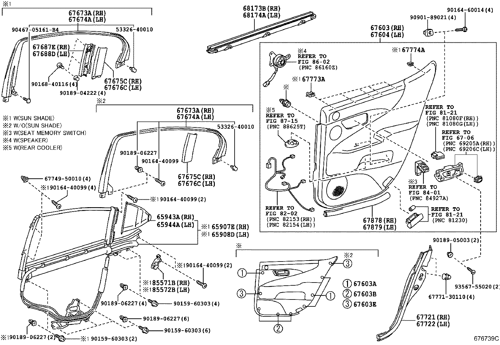 Toyota 67640-50C80-C3 BOARD SUB-ASSY, REAR DOOR TRIM, LH