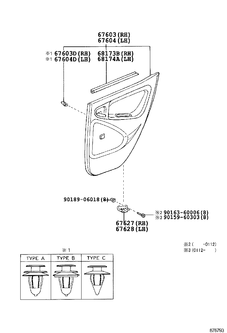 68113-52160 GLASS SUB-ASSY, REAR DOOR, RH product image