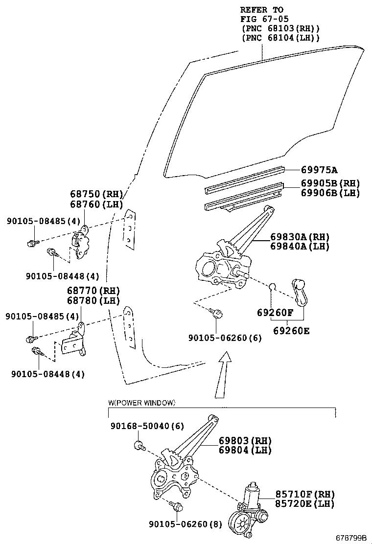 69830-52220 REGULATOR ASSY, REAR DOOR WINDOW, RH product image