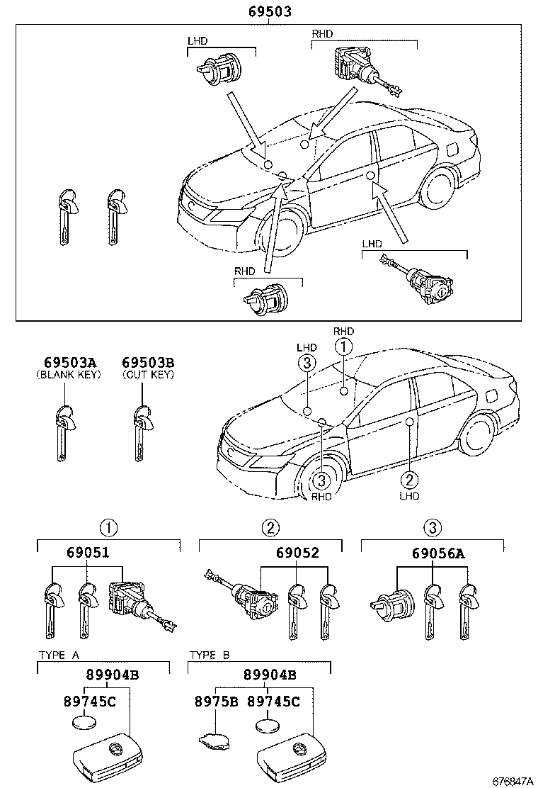 69005-33D40 CYLINDER SET, LOCK product image