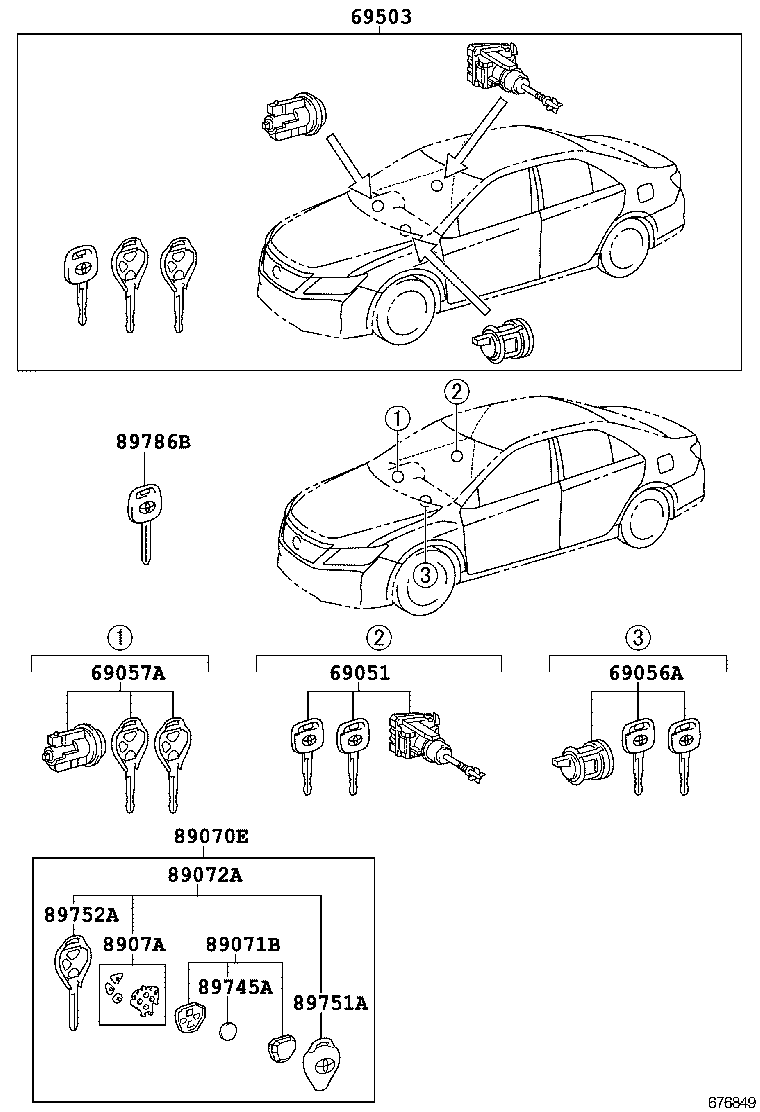 69005-33D40 CYLINDER SET, LOCK product image