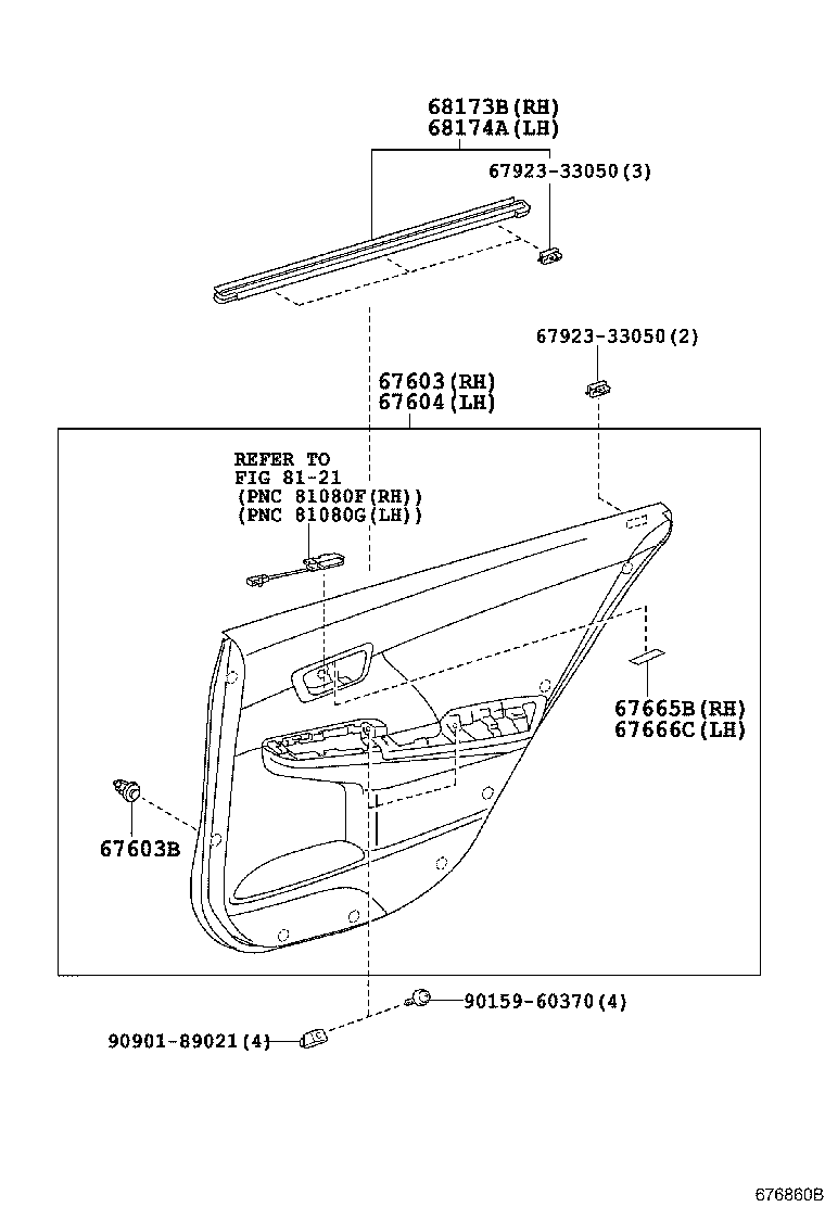 68113-33240 GLASS SUB-ASSY, REAR DOOR, RH product image