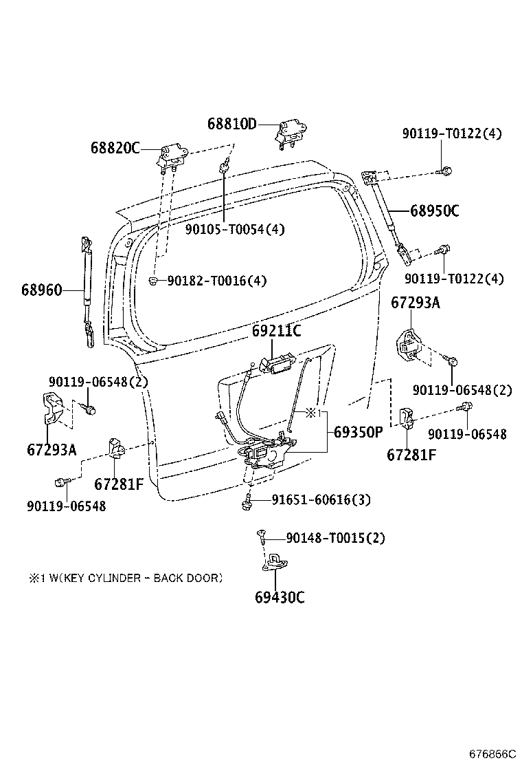 68960-0K231 STAY ASSY, BACK DOOR, LH product image