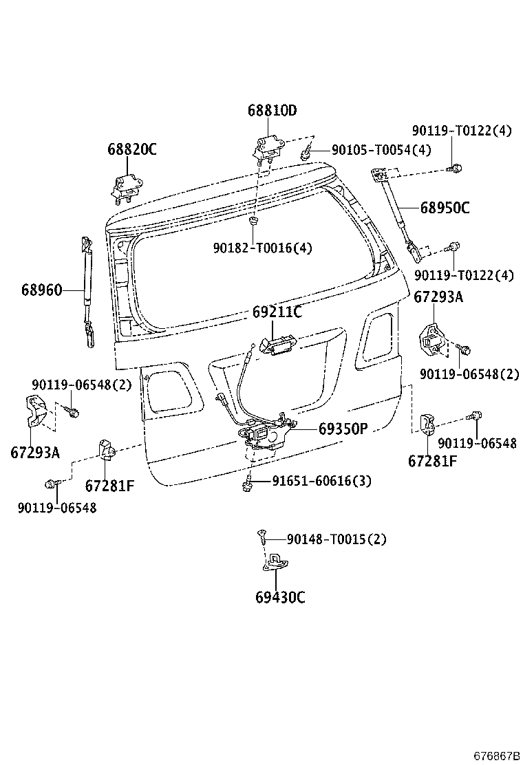68960-0K261 STAY ASSY, BACK DOOR, LH product image