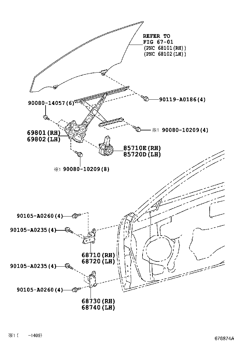 Toyota 85710-06260 MOTOR ASSY, POWER WINDOW REGULATOR, RH