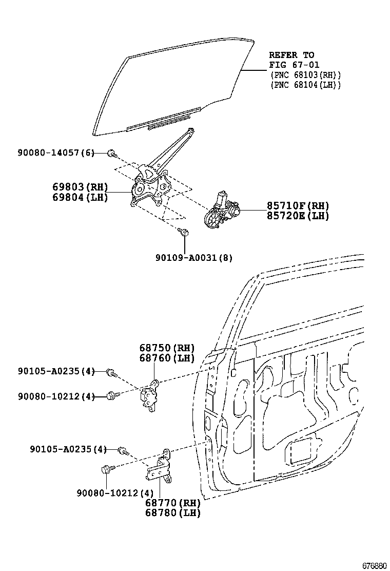 69803-06110 REGULATOR SUB-ASSY, REAR DOOR WINDOW, RH product image