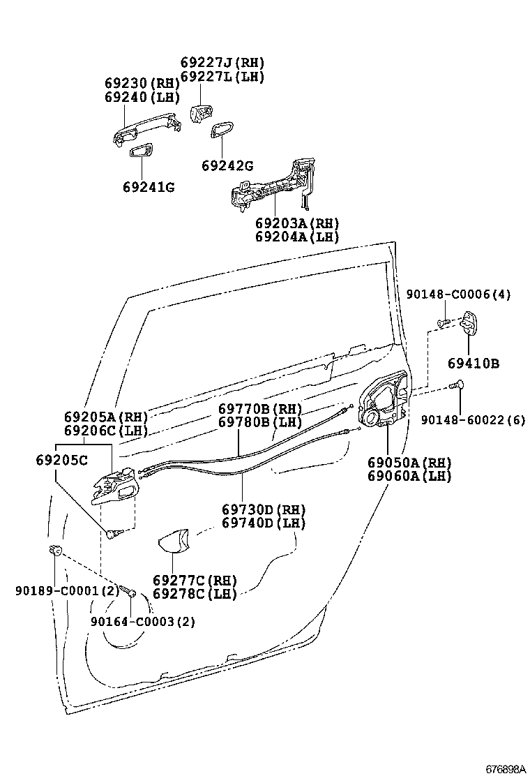 69050-0F050 LOCK ASSY, REAR DOOR W/MOTOR, RH product image